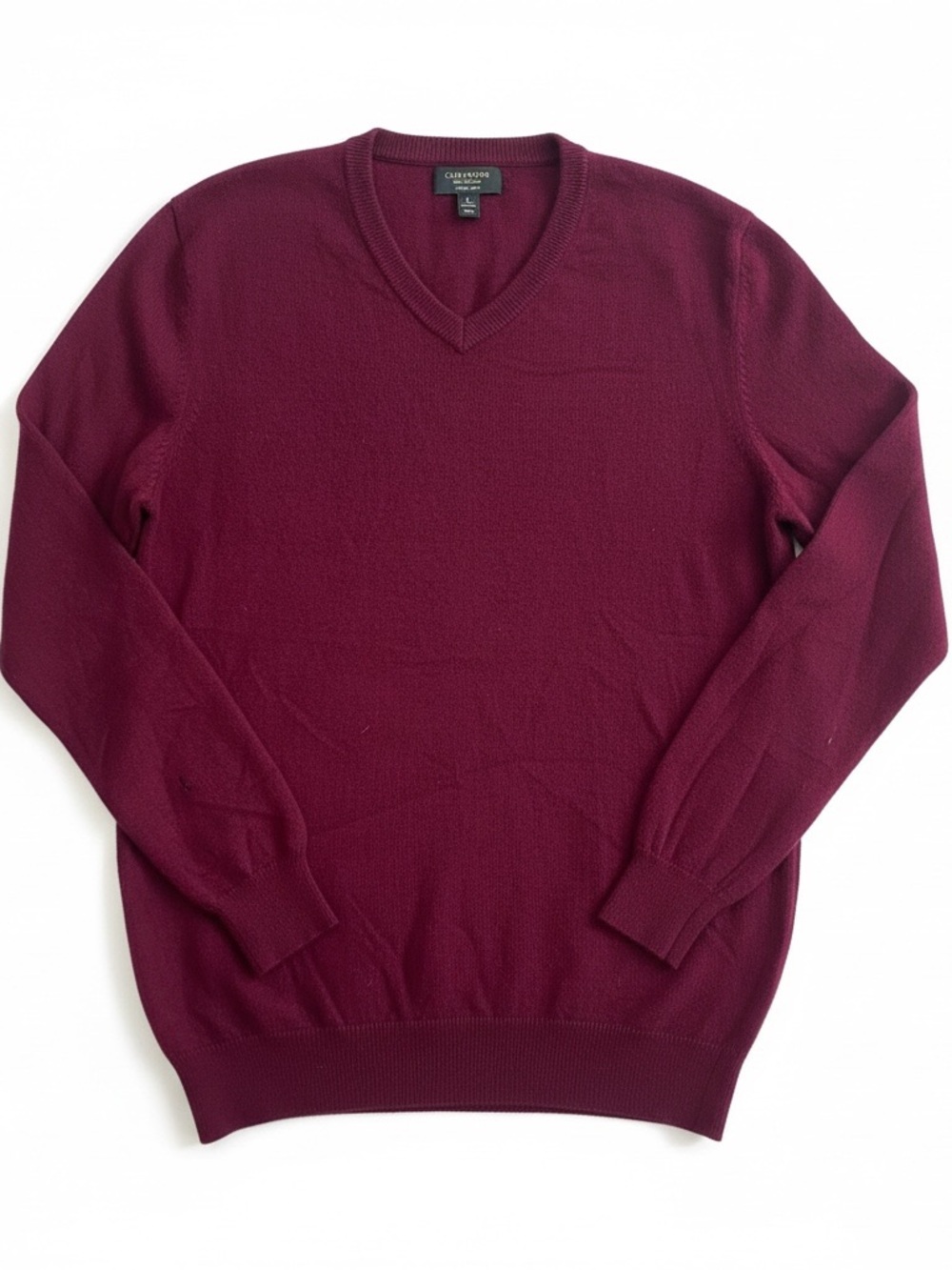 Club Room Luxury Cashmere Men's Burgundy V-Neck Long Sleeve Sweater Sz Large L
